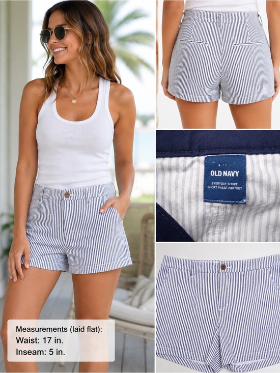 Old Navy Pants - Old Navy Everyday Shorts | Blue & White Striped | Women’s 10